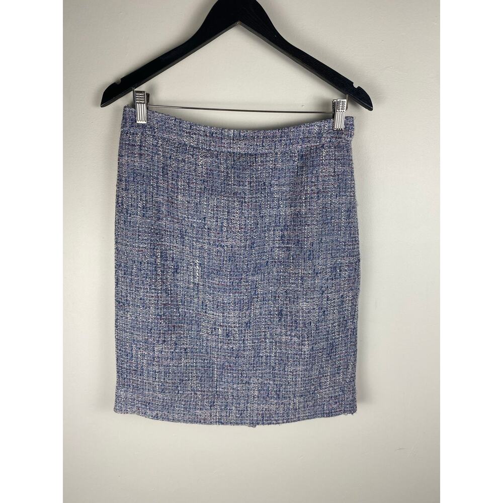J Crew Blue Purple Wool Blend The Pencil Skirt Size 4